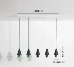 Suspension*Petite Friture Suspension, Cherry, 5 pendants, , LED, dim, 3000K, 5*1040 lm, L90cm, H5cm - noir