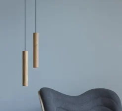 Suspension, Chimes, bois, chêne clair, LED, 3000K, 220lm, Ø3,4cm, H22cm - Umage
