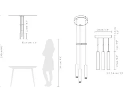 Suspension*Umage Suspension, Chimes Cluster 3, Bois clair, LED, 3000K, 220lm, Ø3,4cm, H22cm - chêne