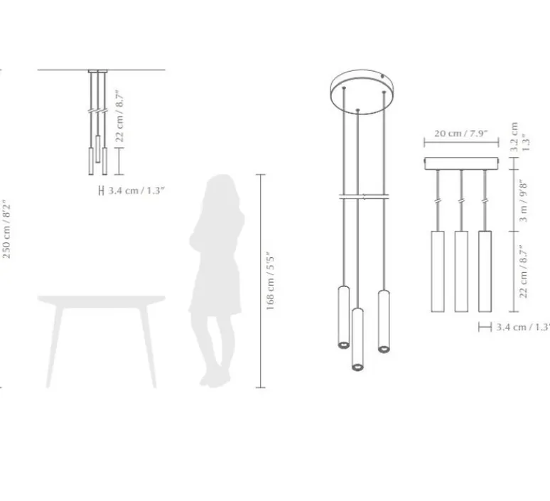 Suspension*Umage Suspension, Chimes Cluster 3, Bois clair, LED, 3000K, 220lm, Ø3,4cm, H22cm - chêne