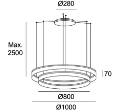 Suspension*LEDS C4 Suspension, Circ double, , IP66, LED, 3000k, 5559 lm, Ø100cm, H20cm - blanc