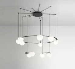 Suspension*Estiluz Suspension, Circ T-3815R / T-3816R, , LED, dim, 2700K, 725 lm, Ø120cm, H760cm - noir