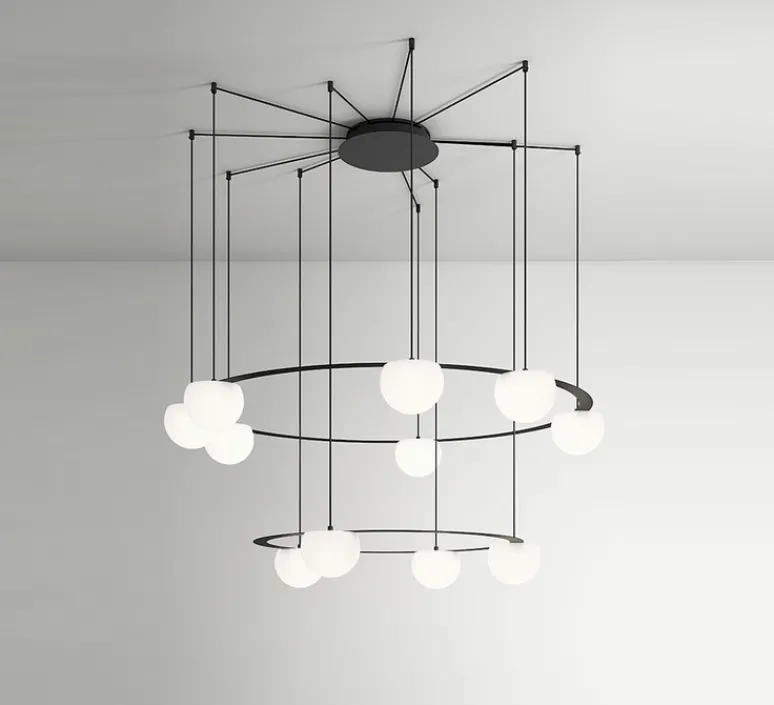 Suspension*Estiluz Suspension, Circ T-3815R / T-3816R, , LED, dim, 2700K, 725 lm, Ø120cm, H760cm - noir