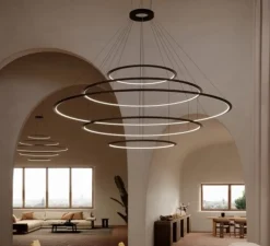Suspension, Circular 5 inward, noir, LED, 2700k, 10411 lm, Ø200cm, H72cm - LEDs C4
