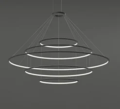 Suspension, Circular 5 inward, noir, LED, 2700k, 10411 lm, Ø200cm, H72cm - LEDs C4