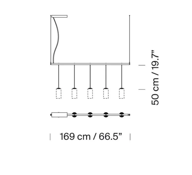 Suspension*Santa & Cole Suspension, Cirio Lineal, rectangular canopy 1-10V, , LED, 2700K, 3275 lm, L168cm, H72cm - verre blanc
