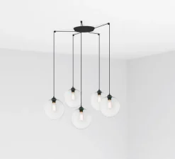 Suspension, Clara 5L, transparent, noir, Ø27cm, H25cm - Faro