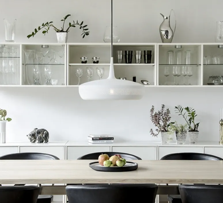 Suspension*Umage Suspension, Clava Dine, , câble noir, H28cm, Ø43cm - blanc mat