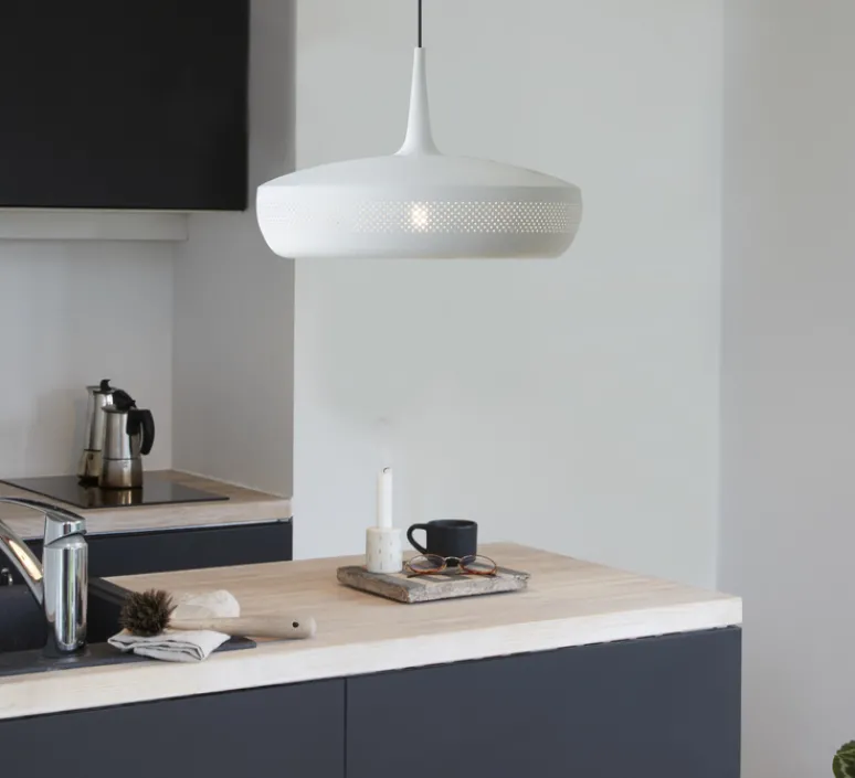 Suspension*Umage Suspension, Clava Dine, , câble noir, H28cm, Ø43cm - blanc mat