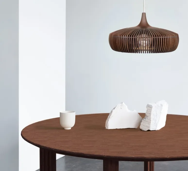 Suspension*Umage Suspension, Clava Dine, , câble blanc, Ø43cm, H24cm - chêne foncé