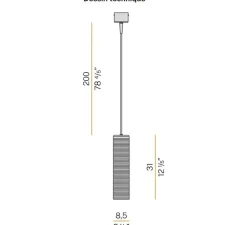 Suspension, Clio avec rosace, noir, Ø8,5cm, H31cm - Panzeri