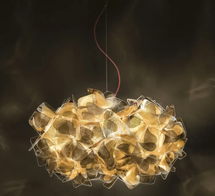 Suspension, Clizia Mama Non Mama M, or, câble rouge, Ø53cm, H25cm - Slamp