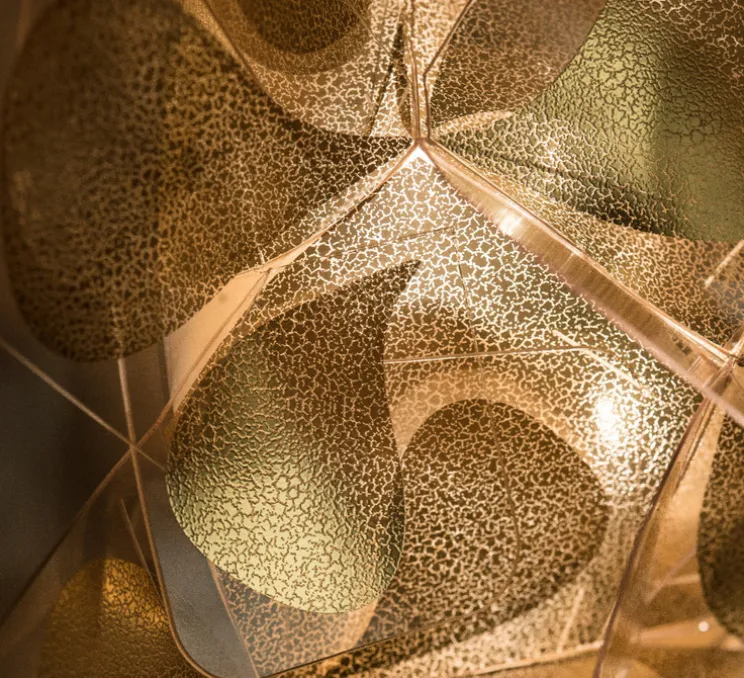 Suspension, Clizia Mama Non Mama M, or, câble rouge, Ø53cm, H25cm - Slamp