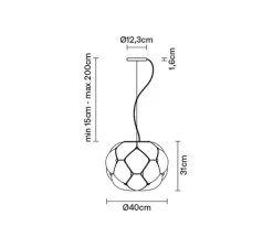 Suspension*Fabbian Suspension, Cloudy F21, , Ø40cm, H31cm - transparent, blanc