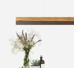 Suspension, [C3o], chêne, acier corten, LED, L182cm, H8cm - GANTLIGHTS