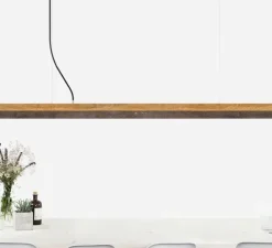 Suspension, [C3o], chêne, acier corten, LED, L182cm, H8cm - GANTLIGHTS