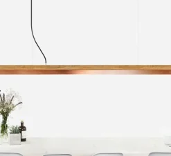 Suspension, [C3o], chêne, cuivre, LED, L182cm, H8cm - GANTLIGHTS