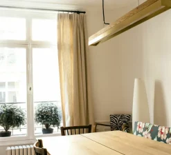 Suspension, [C1o], chêne, laiton, LED, L122cm, H8cm, 2700K, dimmable - GANTLights