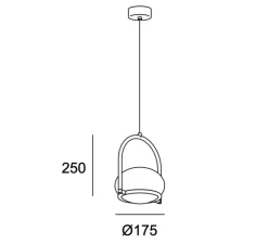 Suspension, Coco simple, noir, Ø17,5cm, H25cm - LEDs C4