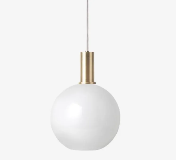 Suspension, Collect Lighting, low, laiton, abat-jour sphère opal, Ø25cm, H33,6cm - Ferm Living