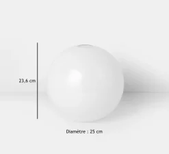 Suspension*Ferm Living Suspension, Collect Lighting, high, laiton, abat-jour sphère opal, Ø25cm, H40,6cm - laiton, opal