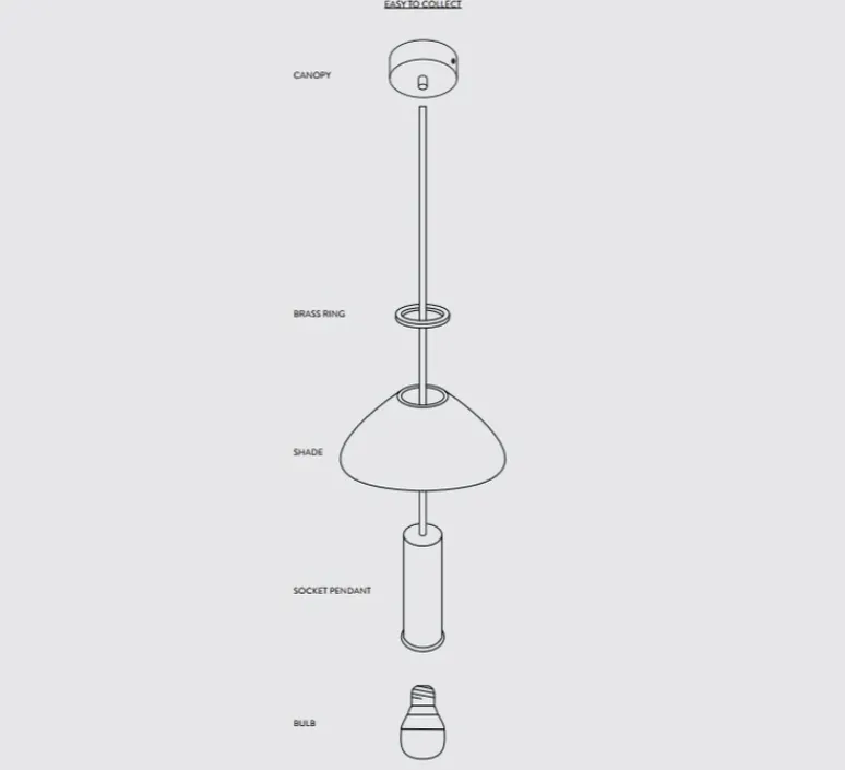Suspension*Ferm Living Suspension, Collect lighting, high, laiton, abat-jour Opal Tall, Ø18cm, H51,2cm - laiton, opal