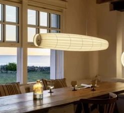 Suspension, Colonne horizontal 130, blanc, LED, dim, 2700K, 6600 lm, L130,1cm, H22,1cm - Dix heures dix