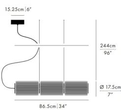 Suspension, Column 175, 3 cylindres, carbone, LED, dim, DALI, 2700K, L86,5cm, H17,5cm - A-N-D