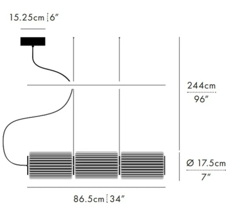 Suspension, Column 175, 3 cylindres, carbone, LED, dim, DALI, 2700K, L86,5cm, H17,5cm - A-N-D