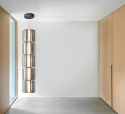 Suspension*A-N-D Suspension, Column 300, 5 cylindres, , LED, dim, 0-10V, 3555lm, 2700K, Ø30cm, H143,5cm - carbone