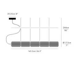 Suspension*A-N-D Suspension, Column, 5 cylindres, horizontale, , LED, dim, DALI, 2700K, L143,5cm, H17,5cm - ivoire