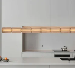 Suspension, Column 175, horizontal, 8 cylindres, ambre, LED, dali, 2700K, 5688lm, Ø17,5cm, L228cm - A-N-D