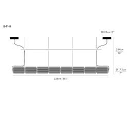 Suspension, Column 175, horizontal, 8 cylindres, ambre, LED, dali, 2700K, 5688lm, Ø17,5cm, L228cm - A-N-D