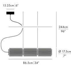 Suspension, Column 175, horizontale, 3 cylindres, carbone, LED, dim, TRIAC, 2133lm, 2700K, Ø86,5cm, H17,5cm - A-N-D