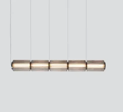 Suspension*A-N-D Suspension, Column 175, horizontal, 5 cylindres, carbone, LED, 2700K, L143,5cm, H17,5cm - charbon
