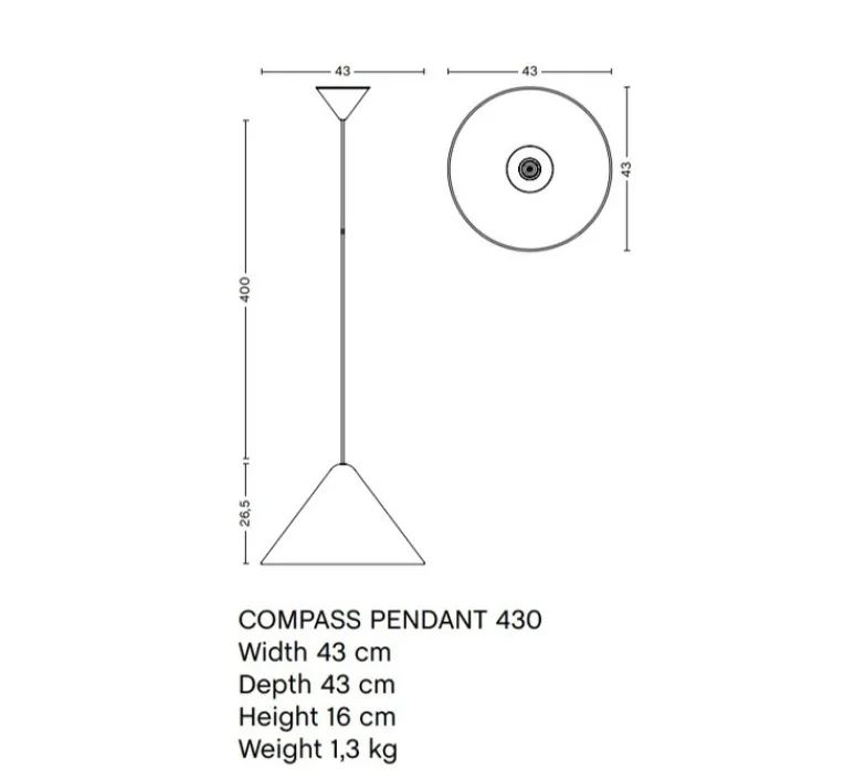 Suspension*HAY Suspension, Compass 430, , Ø43cm, H26cm - noir