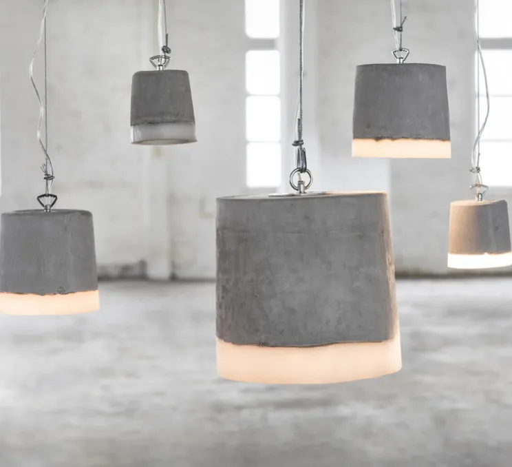 Suspension, Concrete, gris, blanc, Ø12cm, H13cm - Serax