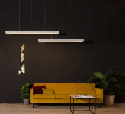 Suspension, Concrete Line, béton gris, LED, dim, 2900K, 1800 lm, L162cm, H7,5cm - Loftlight