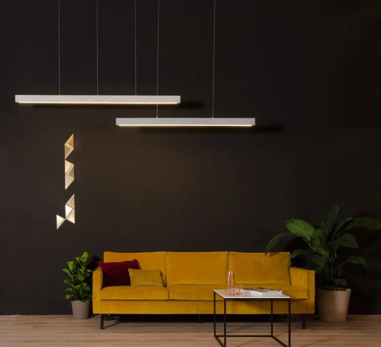 Suspension, Concrete Line, béton gris, LED, dim, 2900K, 1800 lm, L162cm, H7,5cm - Loftlight