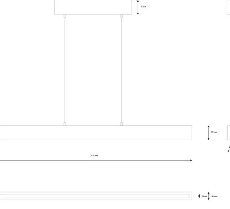Suspension, Concrete Line, béton gris, LED, dim, 2900K, 1800 lm, L162cm, H7,5cm - Loftlight