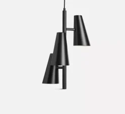 Suspension, Cono, 3 abat-jour, noir, Ø36cm, H50cm - Woud
