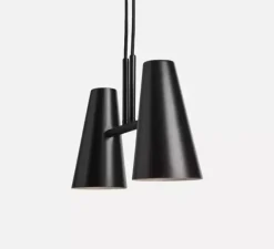 Suspension*Woud Suspension, Cono, 2 abat-jour, , L42cm, H19,7cm - noir