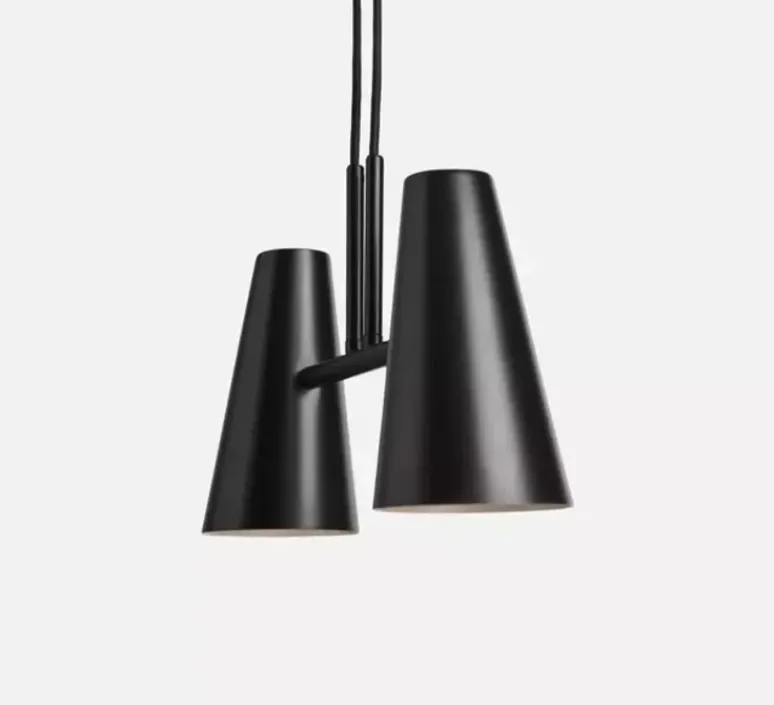 Suspension*Woud Suspension, Cono, 2 abat-jour, , L42cm, H19,7cm - noir