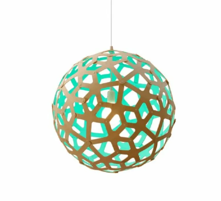 Enfants|Suspension*David Trubridge Suspension, Coral, version en kit, aqua, naturel, Ø40cm, H40cm - bois naturel, bleu aqua