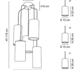Suspension*Market Set Suspension, Cosiness 5L, , Ø44cm, H118cm - bouclette blanc