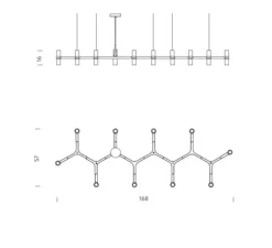 Suspension, Crown Plana Linea, or, L168cm, H16cm - Nemo Lighting