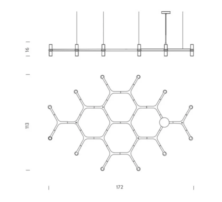 Suspension*Nemo Lighting Suspension, Crown Plana Mega, , L172cm, H16cm - or