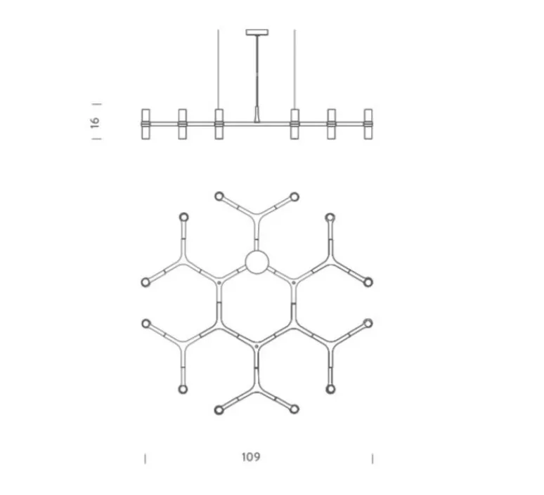 Suspension*Nemo Lighting Suspension, Crown Plana Minor, , L109cm, H16cm - noir