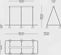 Suspension, Cupolina 3935S, noir, LED, dim, 2700K, 725 lm, L120cm, H11,2cm - Estiluz