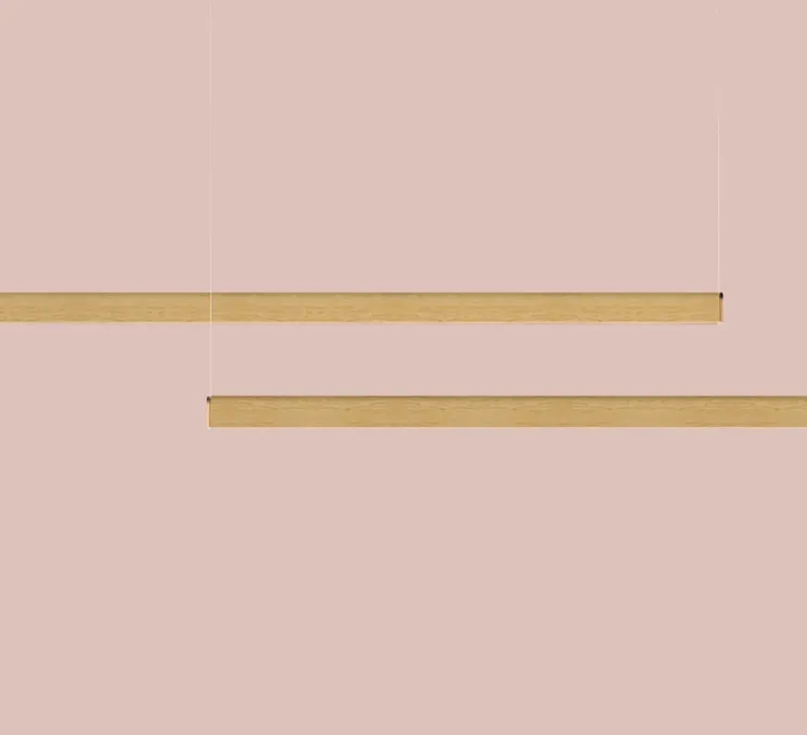 Suspension, Curve, chêne, LED, DALI, microprisme, dim, 2700K, 1300 lm, L116cm, H6cm - Tunto